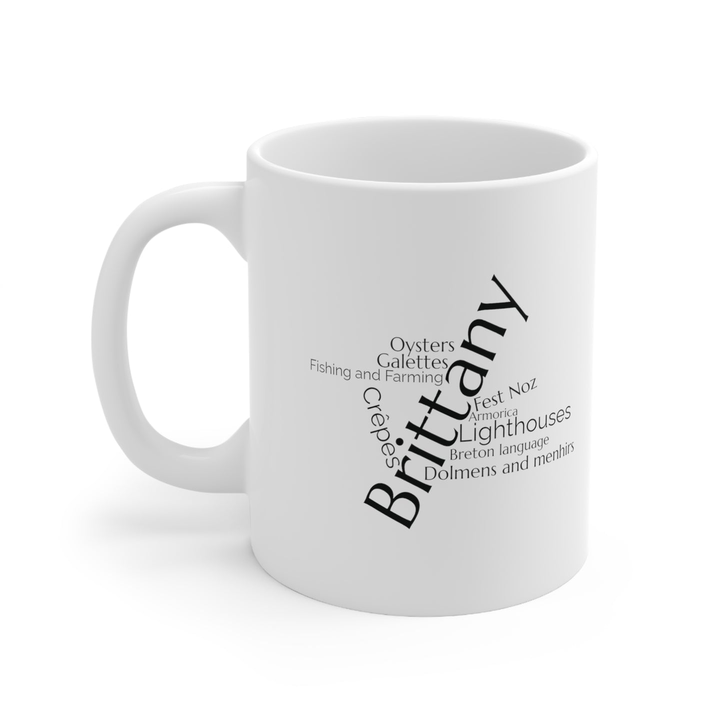 Brittany word mug, local mug, geography mug, gift, mug, coffee cup, word mug, wordcloud mug, christmas gift, birthday gift