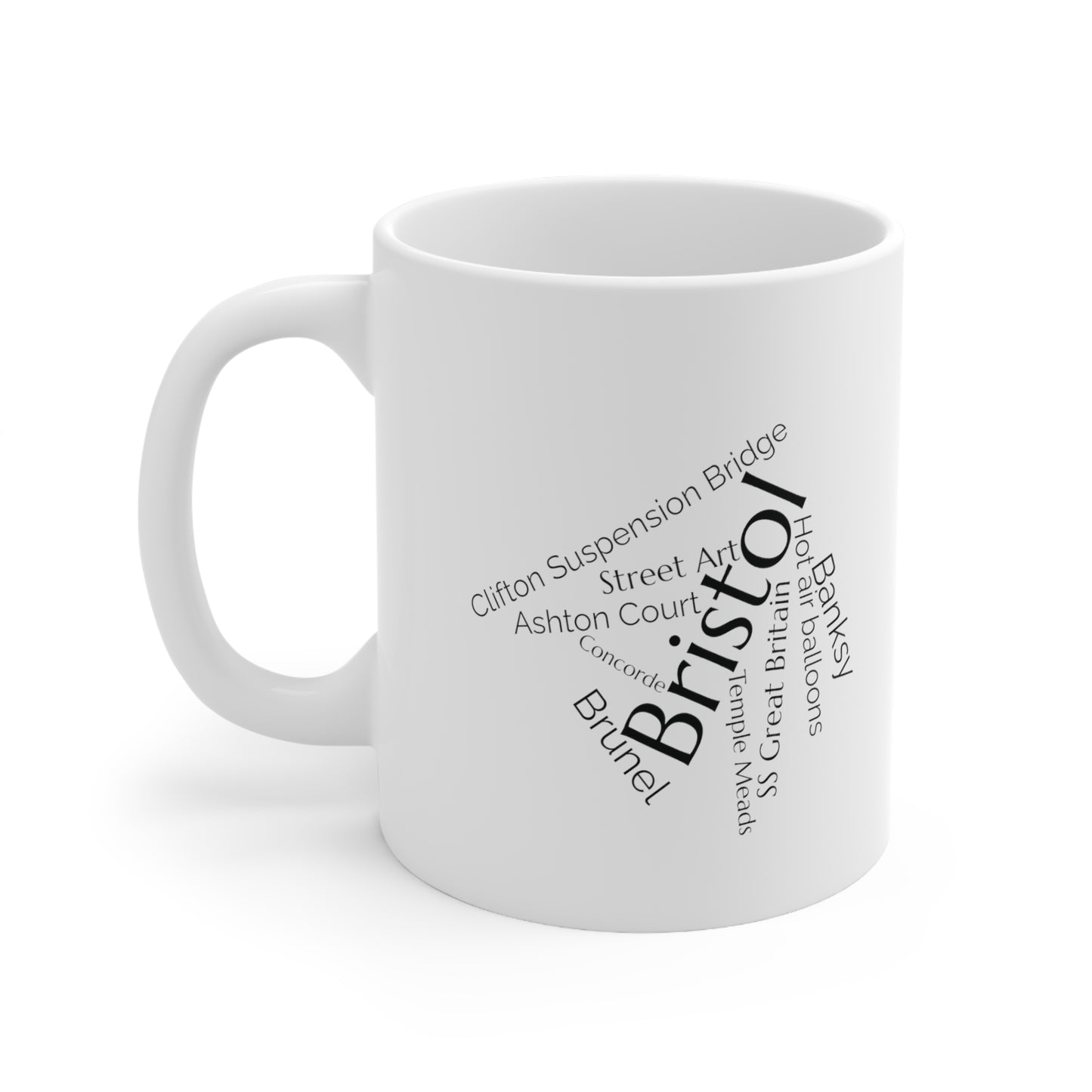 Bristol word mug, local mug, geography mug, gift, mug, coffee cup, word mug, wordcloud mug, christmas gift, birthday gift