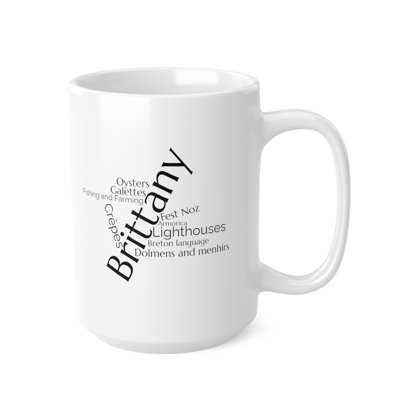 Brittany word mug, local mug, geography mug, gift, mug, coffee cup, word mug, wordcloud mug, christmas gift, birthday gift