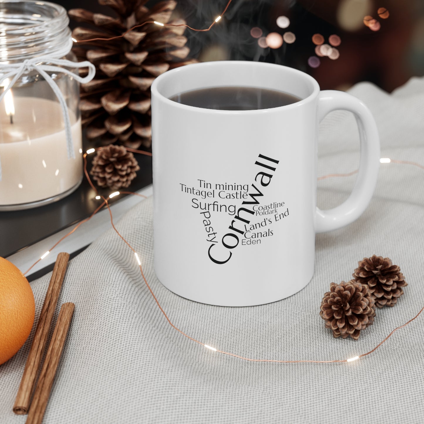 Cornwall word mug, local mug, geography mug, gift, mug, coffee cup, word mug, wordcloud mug, christmas gift, birthday gift