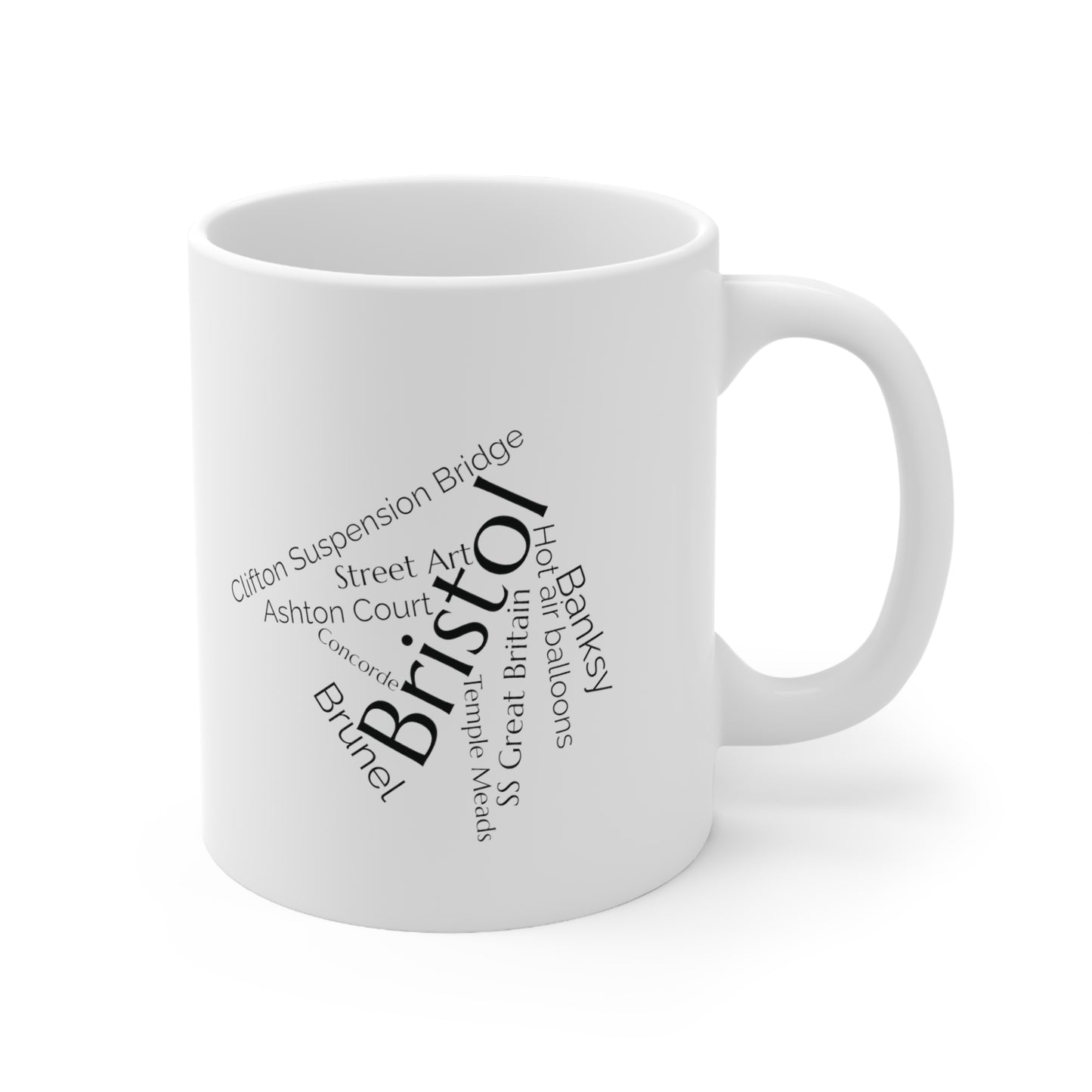 Bristol word mug, local mug, geography mug, gift, mug, coffee cup, word mug, wordcloud mug, christmas gift, birthday gift