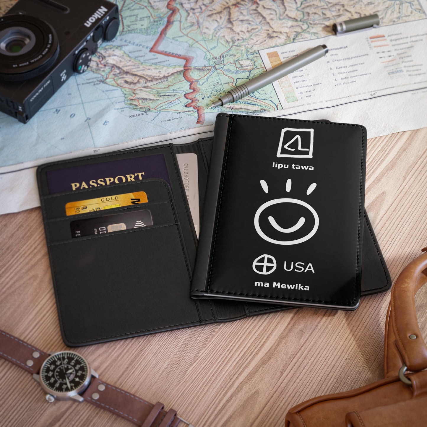 toki pona Passport Cover, USA Passport Cover, lipu tawa, ma Juke
