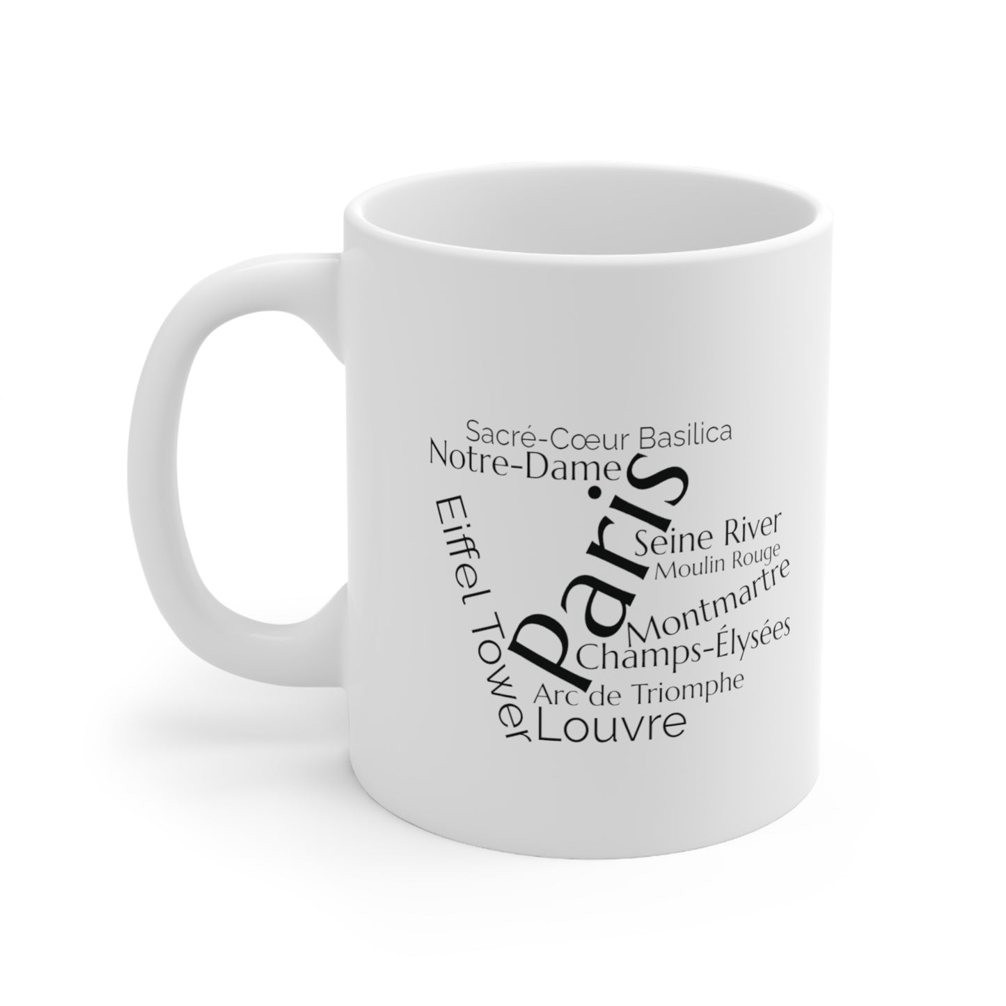 Paris word mug, local mug, geography mug, gift, mug, coffee cup, word mug, wordcloud mug, christmas gift, birthday gift