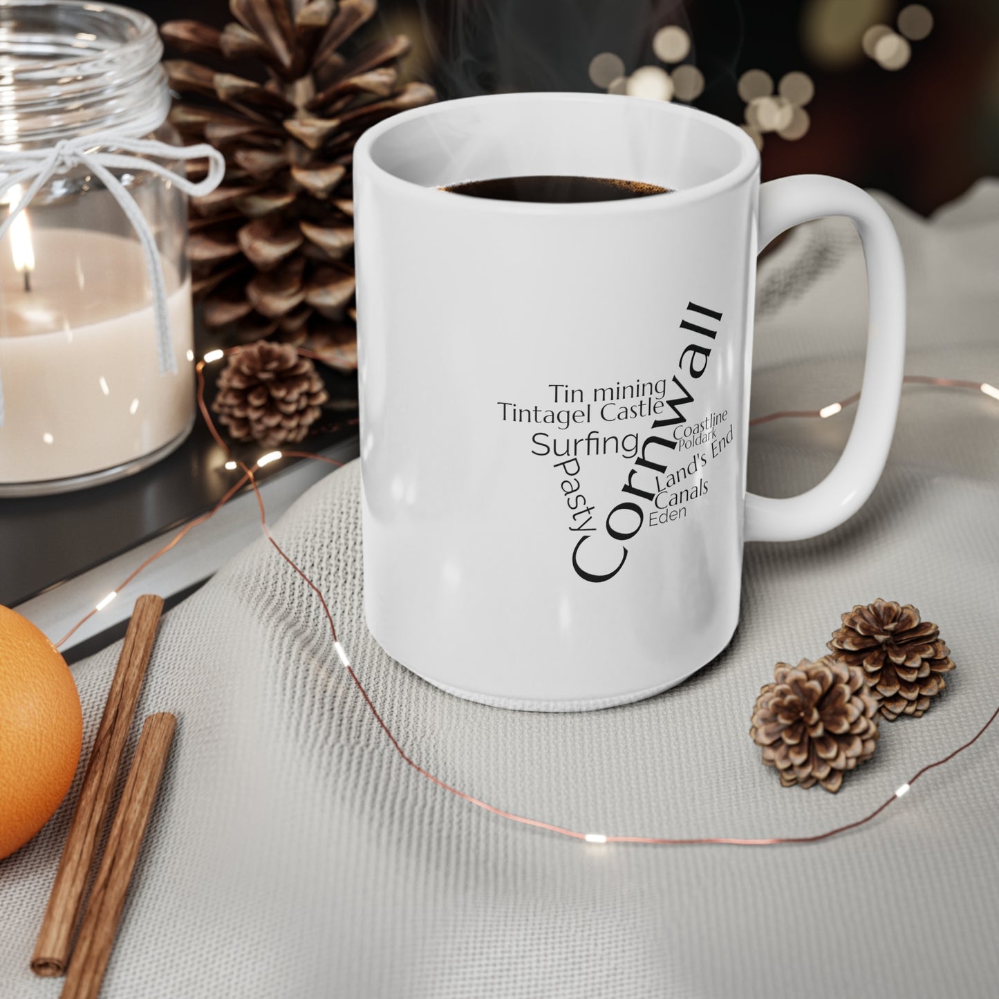 Cornwall word mug, local mug, geography mug, gift, mug, coffee cup, word mug, wordcloud mug, christmas gift, birthday gift