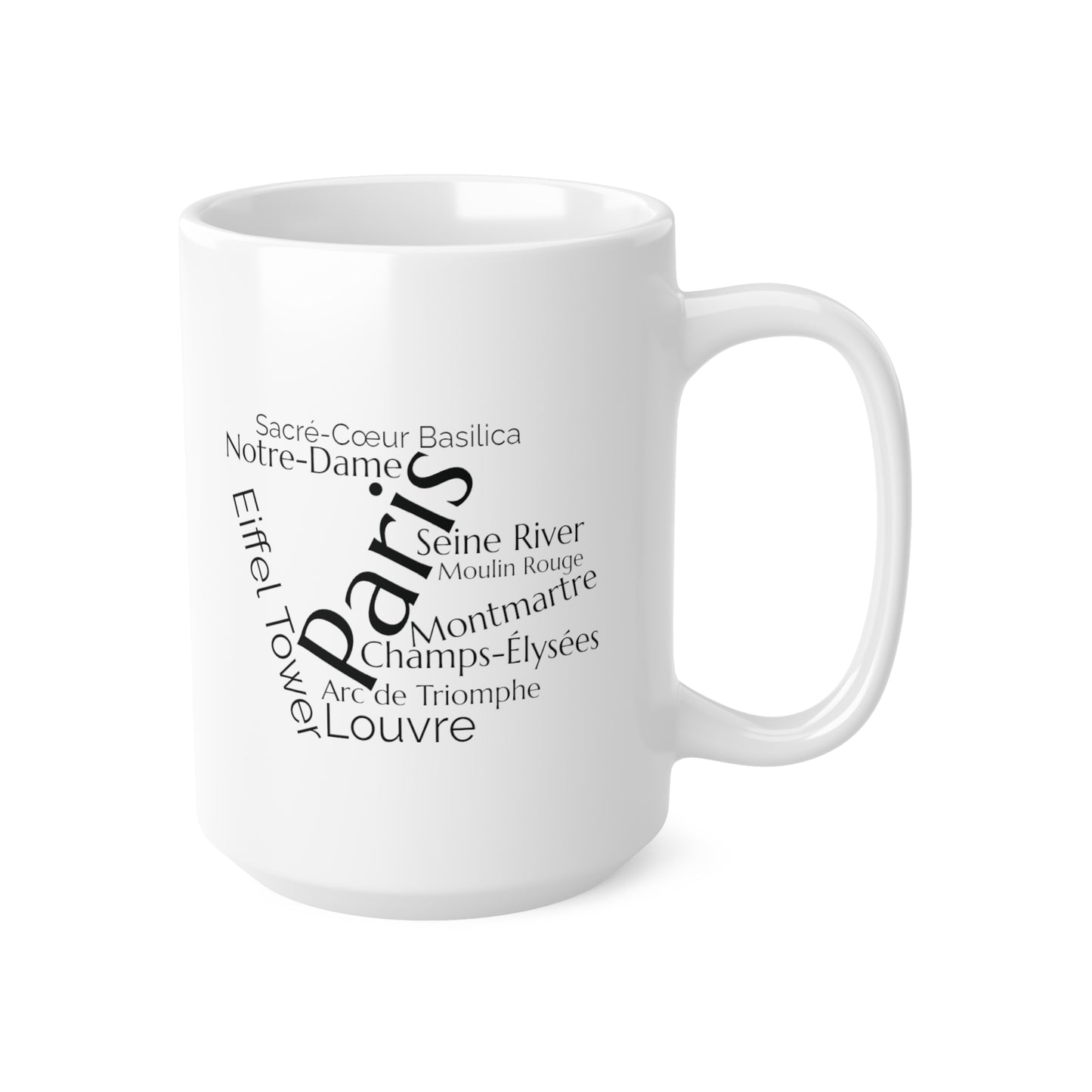 Paris word mug, local mug, geography mug, gift, mug, coffee cup, word mug, wordcloud mug, christmas gift, birthday gift
