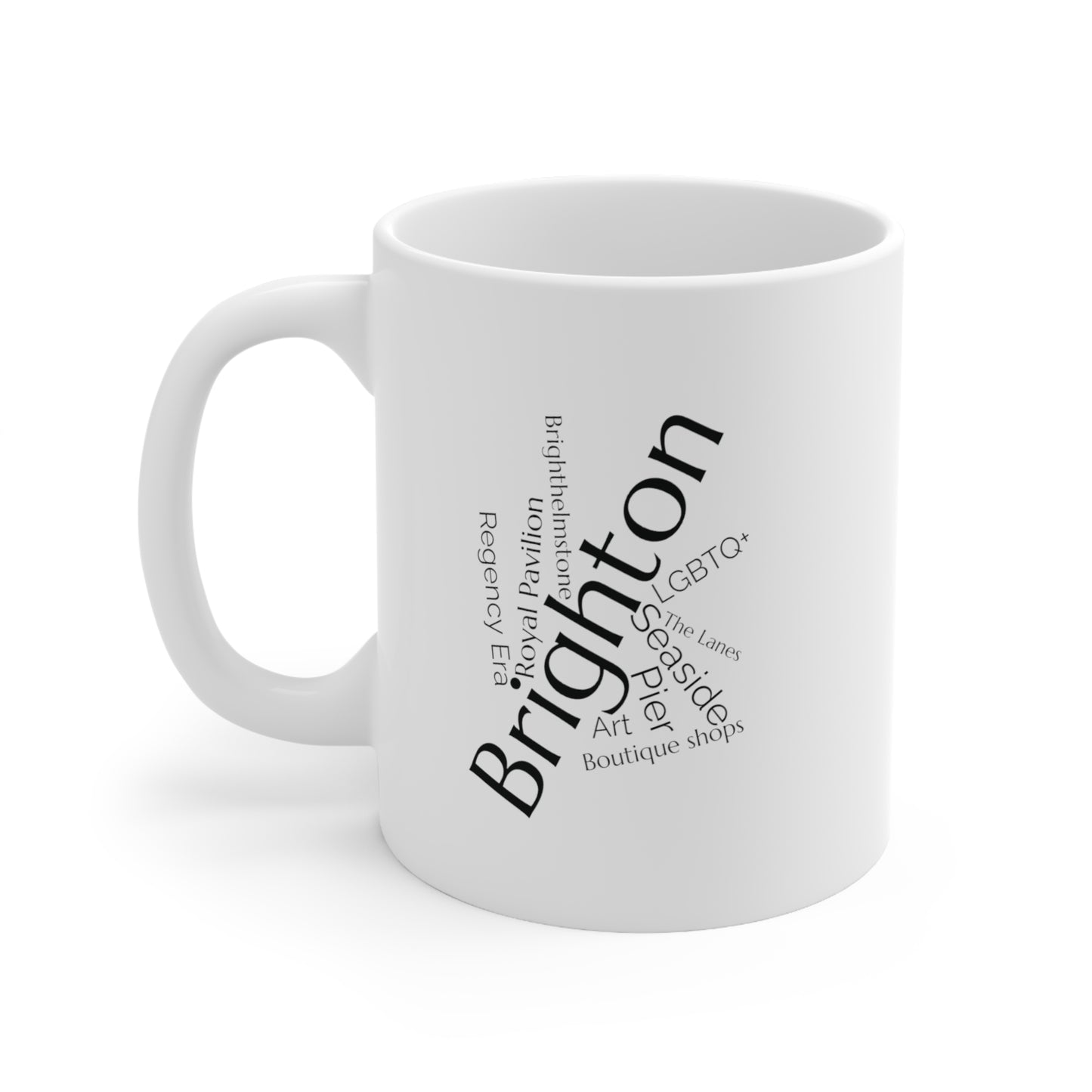 Brighton word mug, local mug, geography mug, gift, mug, coffee cup, word mug, wordcloud mug, christmas gift, birthday gift