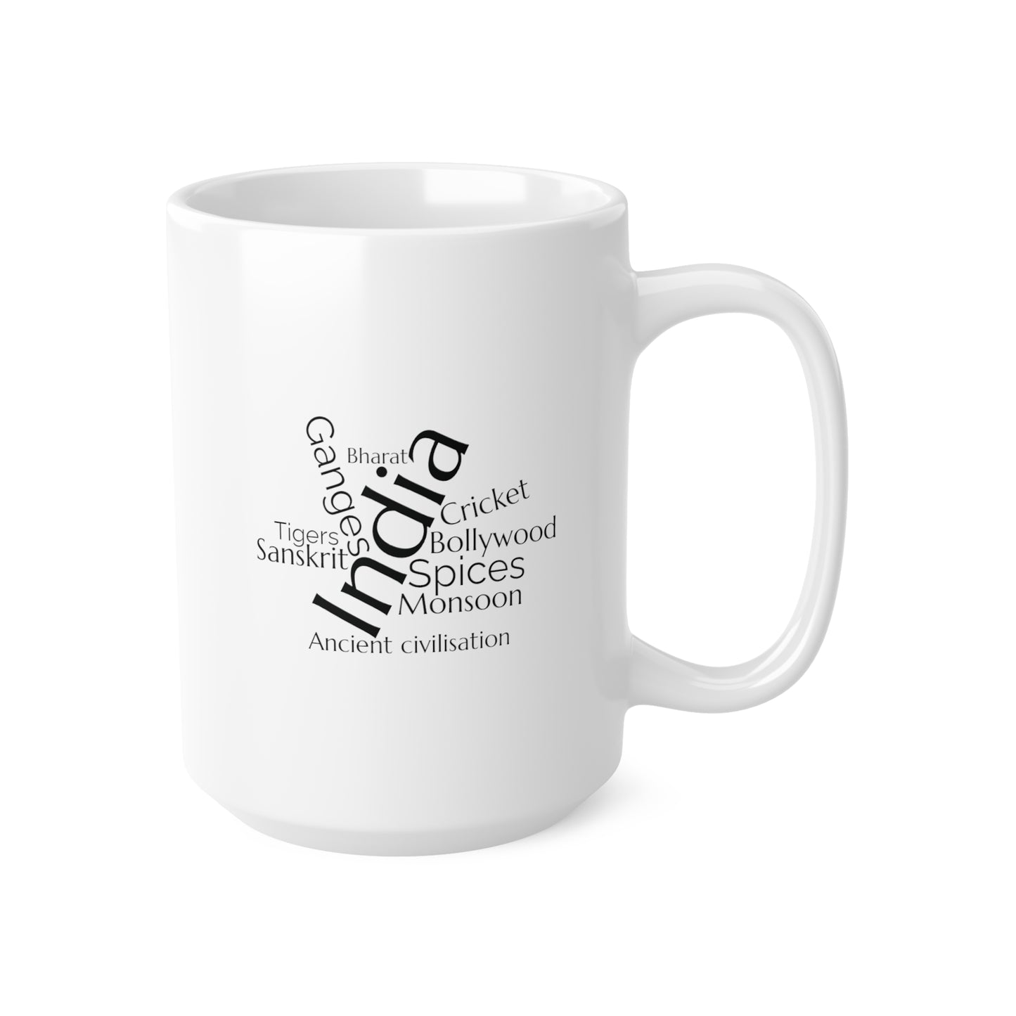 India word mug, local mug, geography mug, gift, mug, coffee cup, word mug, wordcloud mug, christmas gift, birthday gift