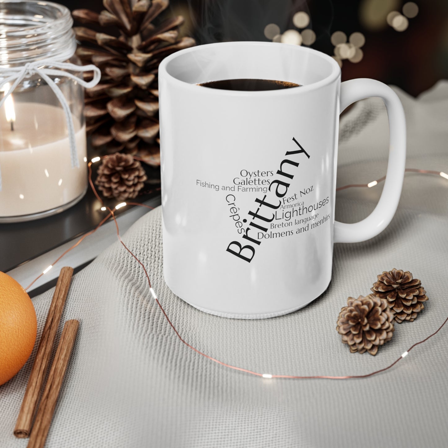 Brittany word mug, local mug, geography mug, gift, mug, coffee cup, word mug, wordcloud mug, christmas gift, birthday gift