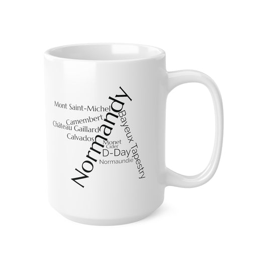 Normandy word mug, local mug, geography mug, gift, mug, coffee cup, word mug, wordcloud mug, christmas gift, birthday gift