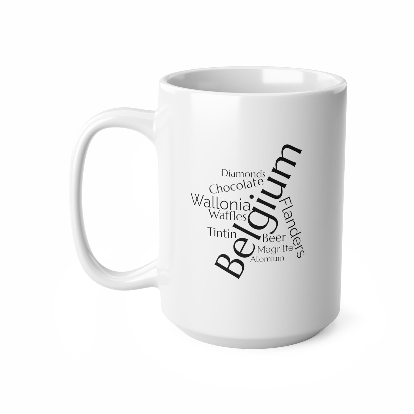 Belgium word mug, local mug, geography mug, gift, mug, coffee cup, word mug, wordcloud mug, christmas gift, birthday gift