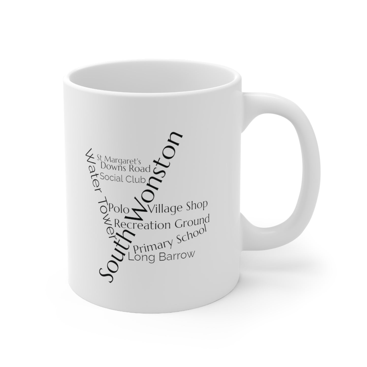 South Wonston word mug, local mug, geography mug, gift, mug, coffee cup, word mug, wordcloud mug, christmas gift, birthday gift