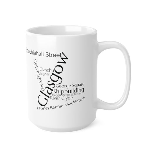 Glasgow word mug, local mug, geography mug, gift, mug, coffee cup, word mug, wordcloud mug, christmas gift, birthday gift