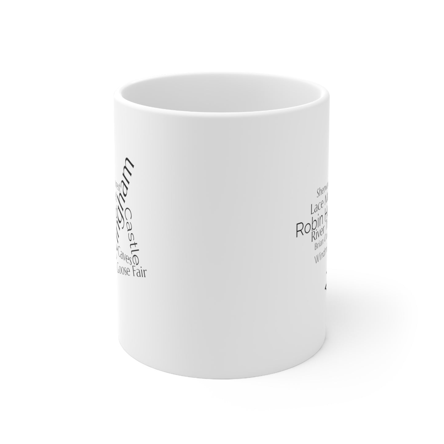 Nottingham word mug, local mug, geography mug, gift, mug, coffee cup, word mug, wordcloud mug, christmas gift, birthday gift